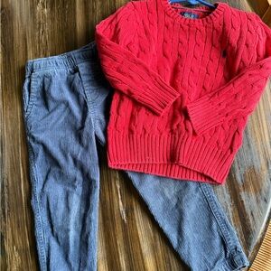 Polo by Ralph Lauren Red Sweater and Blue Pants Set